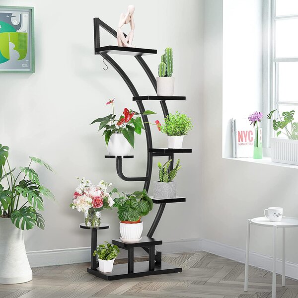 Latitude Run Tier Curved Plant Stand With Hanger Reviews Wayfair